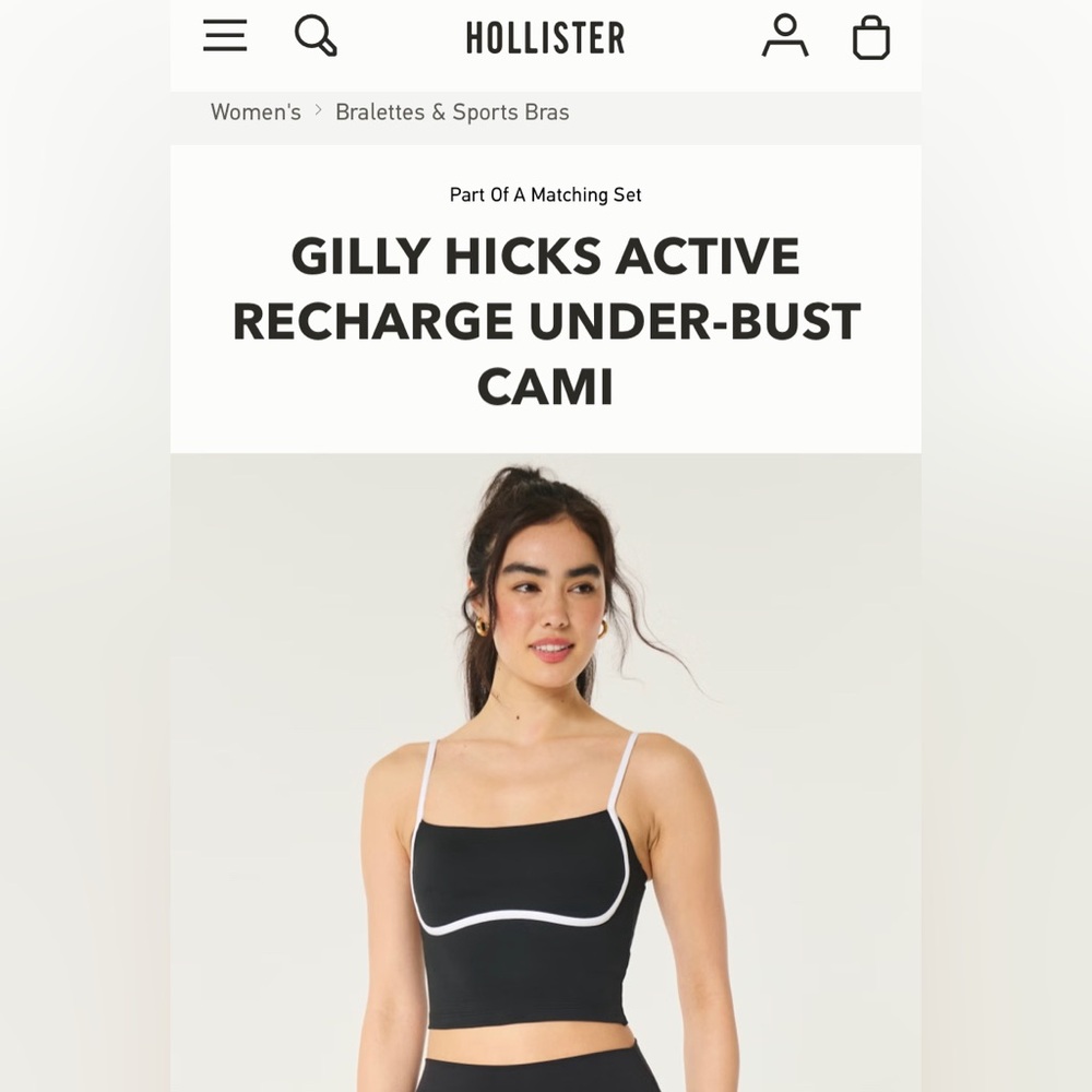 Hollister GILLY HICKS ACTIVE RECHARGE UNDER-BUST CAMI